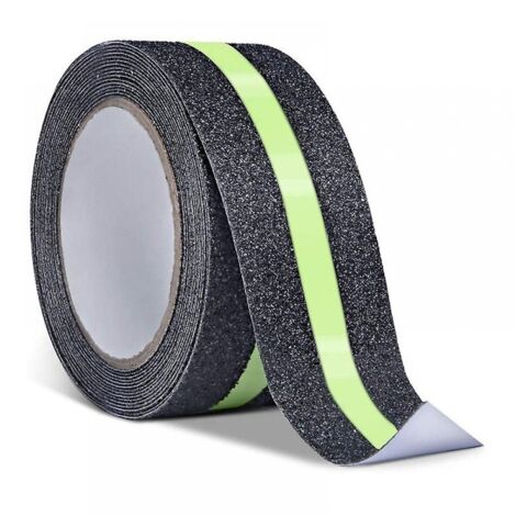 BEBUSINGOTO Ruban adhésif antidérapant avec film phosphorescent, ruban de sécurité pour escaliers, échelles, sols glissants, intérieur et extérieur, 5 m x 5 cm (1/5)