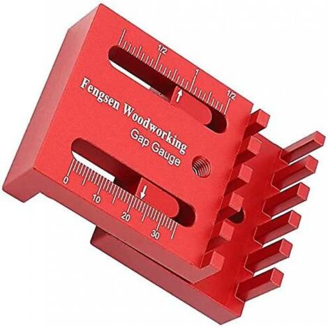 BEBUSINGOTO Règle en bois Jauge de profondeur Règle en dents de scie Outil de mesure du travail du bois Rouge (1/5)