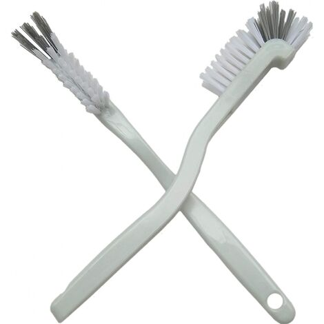 BEBUSINGOTO 2 pièces Brosse à vaisselle, brosse de nettoyage de cuisine, brosse à lait, brosse à récurer pour salle de bain, brosse à carrelage d'angle pour évier avec poils durs (blanc) (1/5)