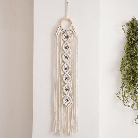 BEBUSINGOTO Tenture murale en macramé, décoration murale faite à la main contre le mauvais œil, attrape-rêves pour chambre à coucher, maison, appartement, ornement, cadeau artisanal (1/5)