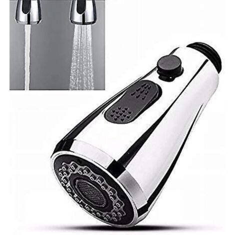 BEBUSINGOTO Robinet de cuisine d'évier à pulvérisation rétractable avec bouton d'arrêt, 2 Types de tête universelle pour mitigeur de toilettes, robinet de salle de bains (1/5)