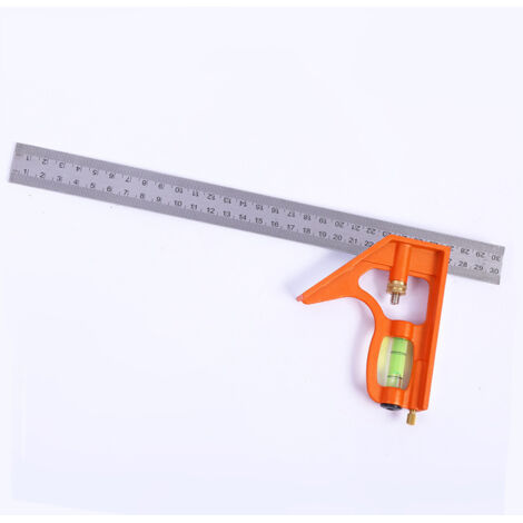 BEBUSINGOTO Équerre combinée en acier inoxydable 300 mm avec butée et outil de marquage, équerre combinée métallique universelle et de précision (1/4)