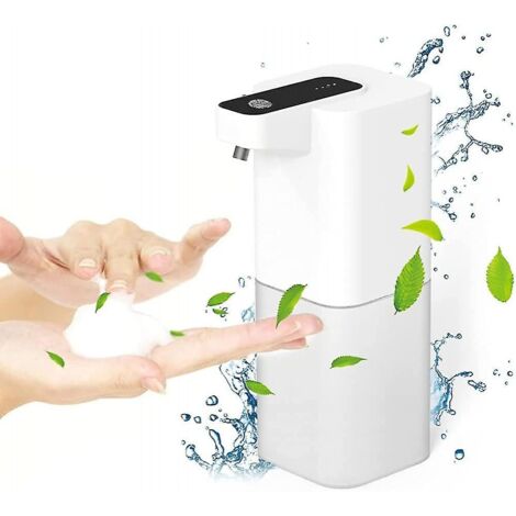 BEBUSINGOTO Distributeur automatique de savon en mousse, distributeur de savon mural rechargeable par USB de 400 ml, base étanche IPX4 pour salle de bain, cuisine, école, bureau (1/5)