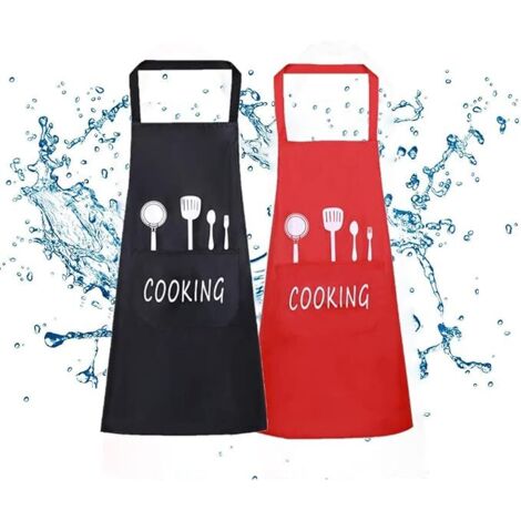 BEBUSINGOTO 2 Pack Tablier Cuisine imperméable Homme et Femme，Unisexe Chefs Cuisine Tablier Étanche avec Poches Tabliers pour la Cuisine Restaurant Travail BBQ (1/4)