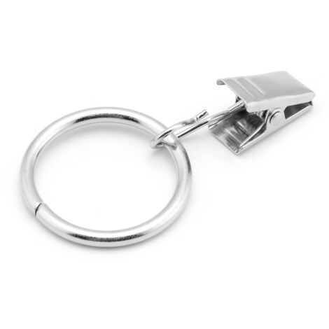 BEBUSINGOTO 40 Pièces Anneaux de Rideaux avec Clips Anneaux de Suspension en Métal Anneaux à Pince 25 mm Diamètre Intérieur, Argenté (1/4)