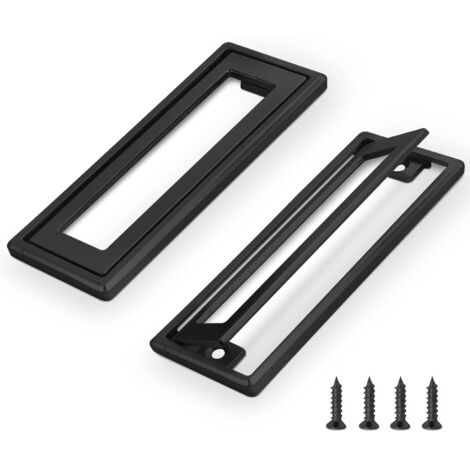 BEBUSINGOTO Lot de 2 poignées de porte encastrées carrées noires, 4,53 x 1,77 pouces, pour armoires et tiroirs, en alliage de zinc, pour trappe en métal, plates (1/5)
