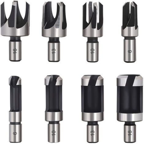 BEBUSINGOTO Tourillon Bois 8PCS HSS Foret Bois Fraise à Bouchonner Bois outil de coupe bois Mèches des Bouchons Wood Plug Cutter Drill Bits 6mm /10mm/13mm/16mm Petite Fraise Bois Pour Perceuse (1/3)