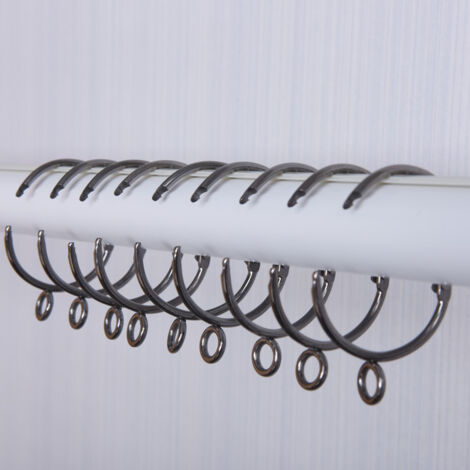 BEBUSINGOTO Lot de 10 anneaux de rideau ouverts en métal de 3,8 cm de diamètre intérieur avec œillets décoratifs pour draperie de fenêtre, rideau de douche (1/5)