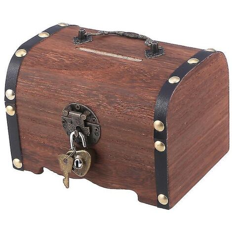BEBUSINGOTO Boîte de rangement de trésors Vintage, tirelire organisateur, boîte d'épargne avec serrure pour la maison (1/2)