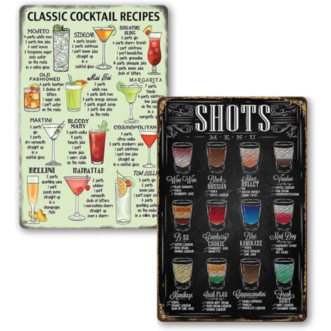 BEBUSINGOTO Affiche de Cocktails Métallique Deco Affiche Métallique Plaque Metal Vintage Retro Metal Poster Decoration,Mur Affiche pour Mural Cafe Bar 20 30cm 2 pièces (1/5)