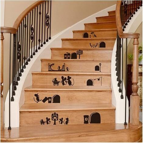 BEBUSINGOTO Sticker Escalier DIY Carrelage Decal Étanche Décoration De La Maison Famille Escalier Decal Décoration Murale Autocollant Creative Building Escaliers Autocollant Decal (1/5)