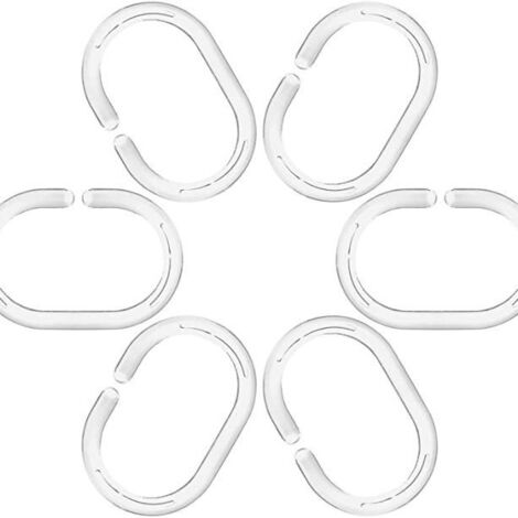 BEBUSINGOTO 12 Pièces Anneaux de Rideaux de Douche en Forme de C,Bagues de Douche pour Rideau de Douche Adapté à La Salle de Bain (1/5)