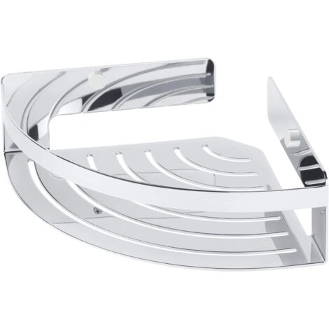 BEBUSINGOTO Caddie de douche large et angulaire en acier inoxydable brossé (argent) (1/4)
