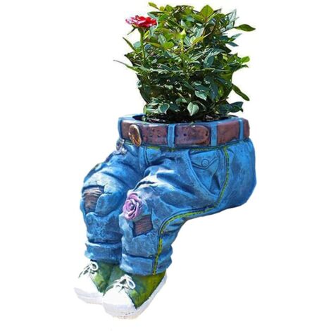 BEBUSINGOTO Résine Pot De Fleur Denim Jardinage Pots De Plantes Jardinière Décorative pour Extérieur Intérieur Pelouse Décor Assis Jardin Pots De Plantes Jardin