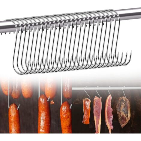 BEBUSINGOTO Crochet de Boucher,25 Pièces Crochet de Boucher en Acier Inoxydable,Crochet Suspendu en Forme de S,Crochet de Viande,Crochet Fumoir Convient pour Fumer le Poisson et la Viande(315cm) (1/5)