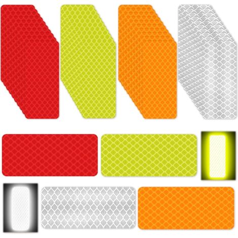 BEBUSINGOTO 40PCS Bande Reflechissante Autocollante Catadioptre, Bande Reflecteurs Stickers Velo Ruban Adhesif, Sécurité à Marquer Réfléchissant Avertissement Bande pour Voiture/Vélo (1/5)