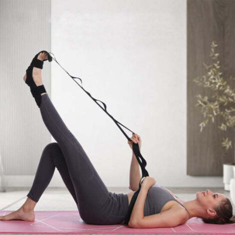 BEBUSINGOTO Sangle Yoga pour Etirement avec Sac en Filet, Sangle Elastique Etirement des Ligaments de la Cheville avec Boucles, Etirement Souple de la Jambe (1/5)