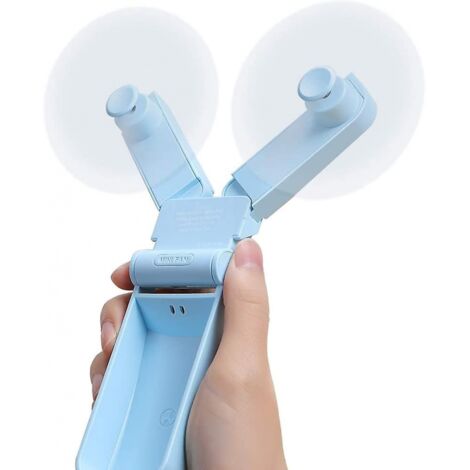 BEBUSINGOTO Ventilateur de poche portable, mini ventilateur de poche personnel, ventilateurs à main rechargeables USB pour femmes et filles, double tête avec 2 vitesses de vent fort (bleu) (1/5)