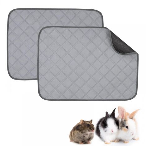 BEBUSINGOTO 2 pièces coussinets de doublure de cage en polaire lavables imperméables antidérapants pour cochon d'Inde - tapis pipi pour animaux de compagnie - 60 X 45 Cm, gris (1/5)
