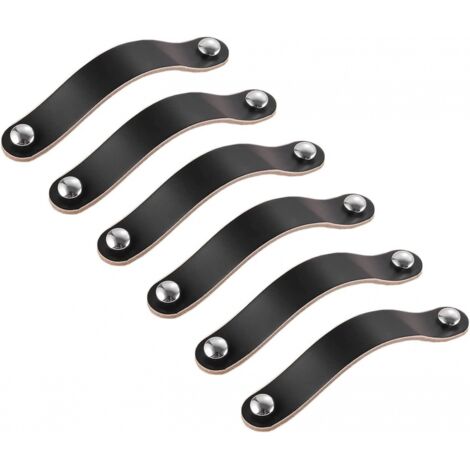 BEBUSINGOTO 8 pièces poignées en cuir noir 128 mm poignées d'armoire en cuir, poignées de tiroir, poignées de placard poignées en cuir pour meubles de tiroir d'armoire (1/5)
