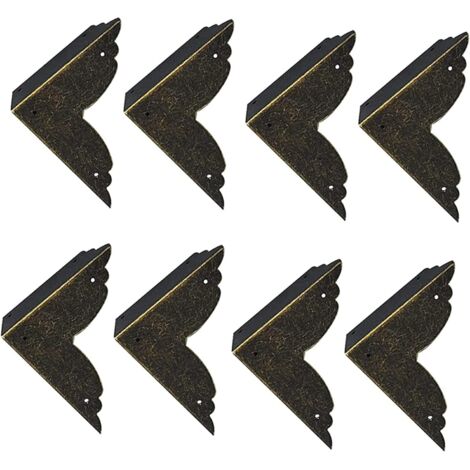 BEBUSINGOTO 8 pièces Vintage Protecteur Décoratif d'angle en Fer protecteurs d'angle en métal pour Meubles De Protection d'angle De Meuble en Bronze pour Meuble et Boîte en Bois Coffret à Bijoux (1/5)