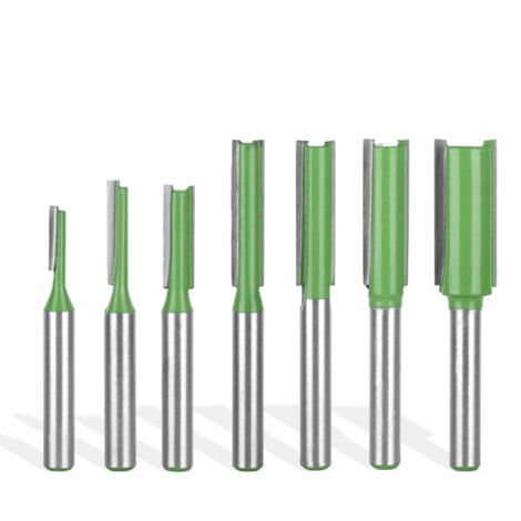 BEBUSINGOTO Fraises droites pour le travail du bois, tige de 6mm, 3, 4, 5, 6, 8, 10, 12mm, outils pour le travail du bois en carbure, 7 pièces (1/5)