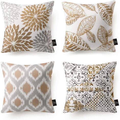 BEBUSINGOTO 4pack New Living Series Café Couleur Taie d'oreiller décorative Housse de coussin 18 x 18 pouces 45 x 45 cm