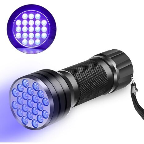 BEBUSINGOTO Lighting Lampe Torche UV, 21 LED Ultra-Violet, Lampe de Poche, 395nm, pour Traceurs Fluorescents/Urine Animale/Tapis (1/5)