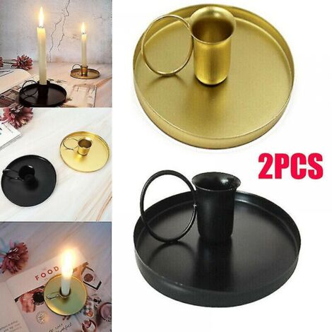 BEBUSINGOTO Lot de 2 bougeoirs rétro en métal pour décoration de bureau, pour la maison, pour un mariage (1/5)
