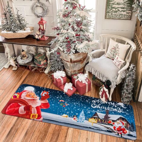 BEBUSINGOTO (45 120 CM) Tapis de Couloirs de Noël, Tapis de Décoration de Noël pour Cuisine, Bureau, Chambre à Coucher, Salon, Antidérapant (1/5)