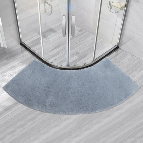 BEBUSINGOTO Tapis de sol de couleur unie en forme d'éventail de porte de salle de bain en forme d'éventail domestique demi-cercle tpr tapis de pédale antidérapant tapis en forme de douche (gris) (1/5)