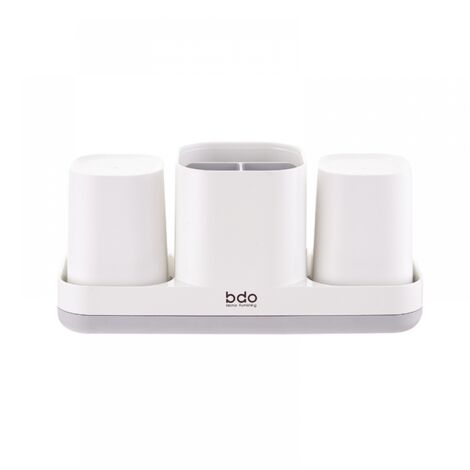 BEBUSINGOTO Porte-brosse à dents en plastique et organiseur de rangement pour dentifrice pour salle de bain Blanc (1/2)