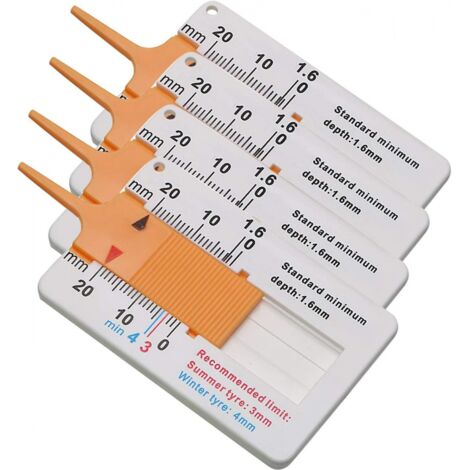 BEBUSINGOTO Jauge de profondeur de bande de roulement 4 pièces, plage de mesure 0-20mm, outil de jauge de profondeur de compartiment de moto réglable (orange) (1/5)