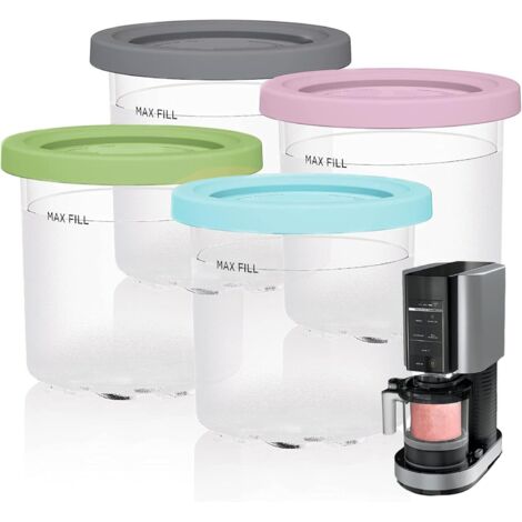 BEBUSINGOTO Lot de 4 Récipients à Crème Glacée avec Couvercles, pour Ninja Sorbetières NC301 NC300 NC299AMZ CN305A CN301CO Série, Sans BPA Et Lave-Vaisselle (1/5)