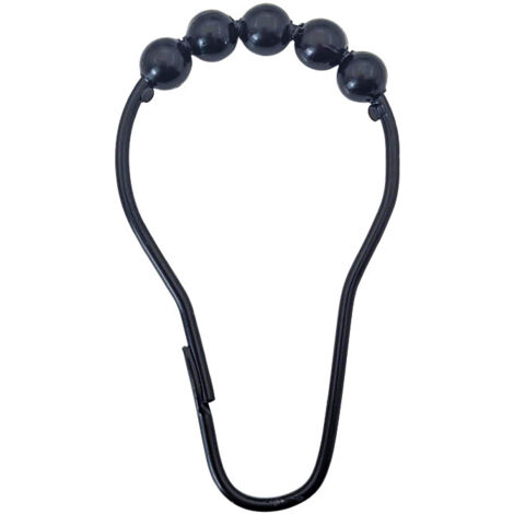 BEBUSINGOTO Anneaux pour Rideaux de Douche, 12 pièces, en Couleur Noir,Crochets de Rideau pour Tiges de Rideau de Douche, Crochets de Rideau de Douche (1/4)