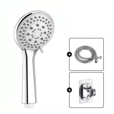 BEBUSINGOTO Pommeau de douche à main pressurisé, cinq modes, avec tuyau en acier inoxydable de 1,5 m et base sans poinçon (1/4)