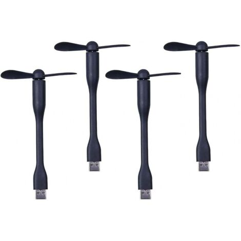BEBUSINGOTO Mini ventilateur USB. ventilateur de poche portable personnel. mini ventilateur pour mini humidificateur/batterie externe/bibliothèque/bureau/voyage en plein air/camping/pêche4 Pack noir (1/5)