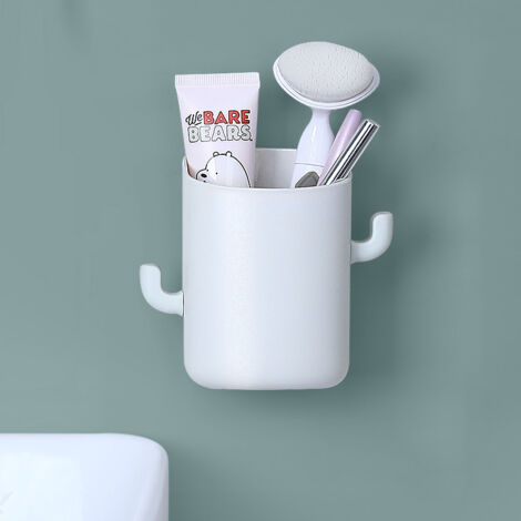 BEBUSINGOTO Joli porte-brosse à dents mural porte-brosse à dents mural sans perceuse porte-brosse à dents auto-adhésif pour salle de bain, dortoir universitaire, cuisine, appartements - Beige (1/5)