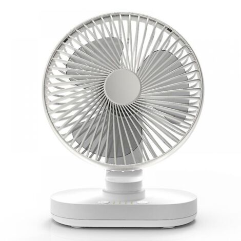BEBUSINGOTO Ventilateur de bureau, ventilateur de batterie silencieux automatique 16,5 cm, 4 vitesses, 4000 mAh rechargeable par USB, fonctionne sur batterie, argent (1/5)