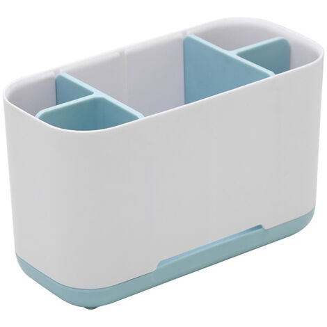 BEBUSINGOTO 1 porte-brosse à dents avec trous de drainage, plateau inférieur amovible pour ranger les brosses à dents électriques, le dentifrice, les pinceaux de maquillage (bleu clair)
