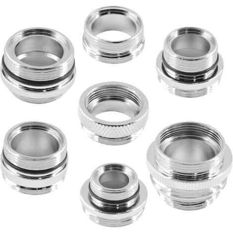 BEBUSINGOTO Adaptateur de robinet 7 pièces, adaptateur d'aérateur mâle femelle, adaptateur de robinet d'évier en laiton pour connecter un filtre à eau, un tuyau standard via inverseur (1/5)