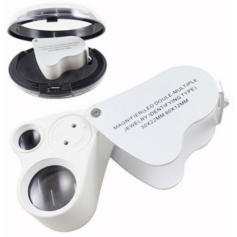 BEBUSINGOTO 1 PC 30x 60x Bijoux Illuminés Eye Loupe Jewellers Loupe Loupe avec éclairage LED (1/4)