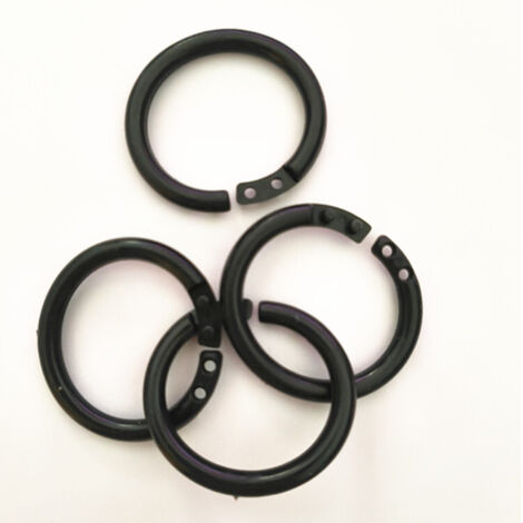 BEBUSINGOTO Lot de 24 anneaux de rideau de douche, en plastique, en forme de C, adaptés à la plupart des rideaux de douche, noirs (1/5)