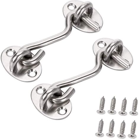 BEBUSINGOTO Crochet Fermeture Porte, Crochet de Cabine En Acier Inoxydable, Crochet Cabine, Acier Inoxydable Porte Loquet, 2 Pièces Verrou Porte Coulissante pour Serrures Porte (1/5)