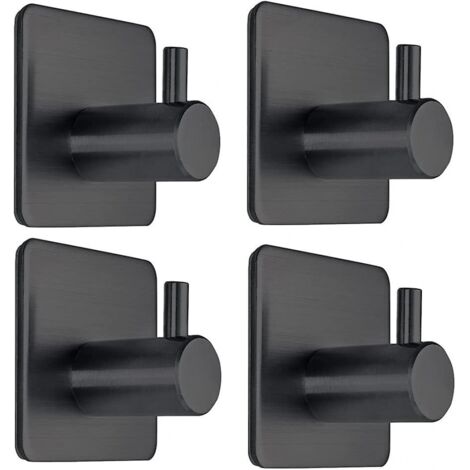 BEBUSINGOTO Crochets adhésifs noirs pour porte-serviettes, pour porte de cuisine et de salle de bain, 4 paquets (1/5)