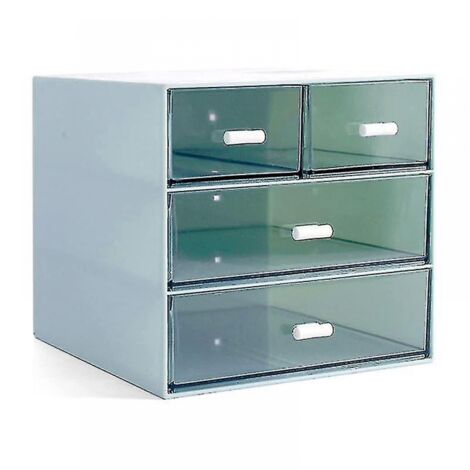 BEBUSINGOTO Organisateur de maquillage, organiseur de bureau avec 4 tiroirs, bleu