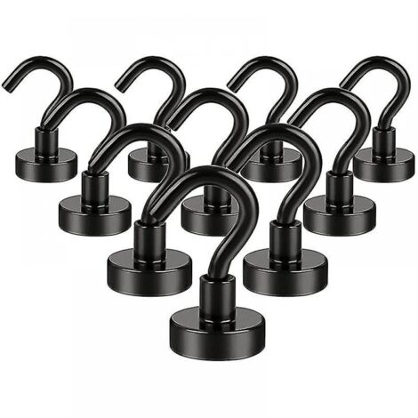 BEBUSINGOTO 10 pièces crochets magnétiques noirs puissants aimants en néodyme de terres rares crochets 16mm de diamètre