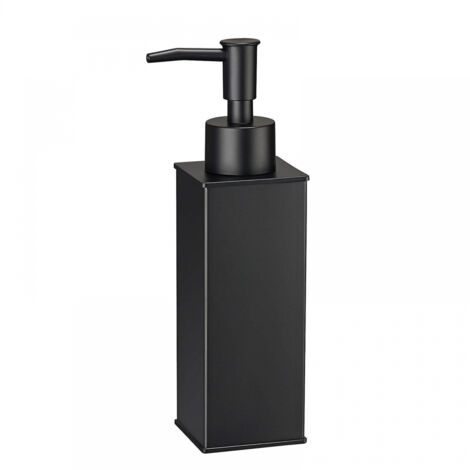 BEBUSINGOTO Distributeur de savon carré en acier inoxydable 304, distributeur de lavage des mains sur pied pour douche, salle de bain, cuisine, toilettes (noir) (1/5)