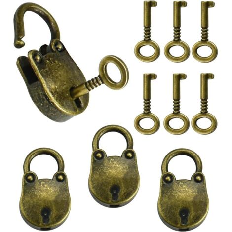 BEBUSINGOTO 3 PCS Cadenas Vintage en Alliage de Zinc 35 21 cm Cadenas de Forme d'Ours Antirouille Mini Cadenas Vintage Robuste avec 6 Clé pour Petits Bagages (1/5)