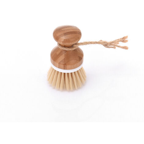 BEBUSINGOTO Brosse de nettoyage en bambou anti-rayures, épurateur de vaisselle pour cuisine, salle de bain-parfait pour nettoyer les casseroles et poêles robustes, 1 paquet (1/3)